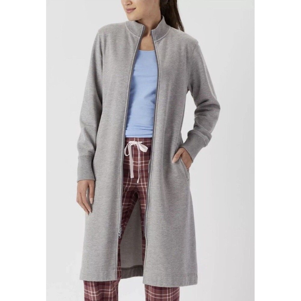 Nwt’s Duluth Trading Co Souped-Up Fleece Zip Up Robe Heather Gray Dress XL